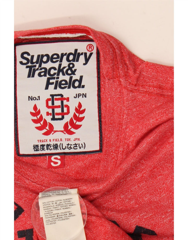 Camiseta masculina Superdry com estampa gráfica pequena de algodão manchado vermelho