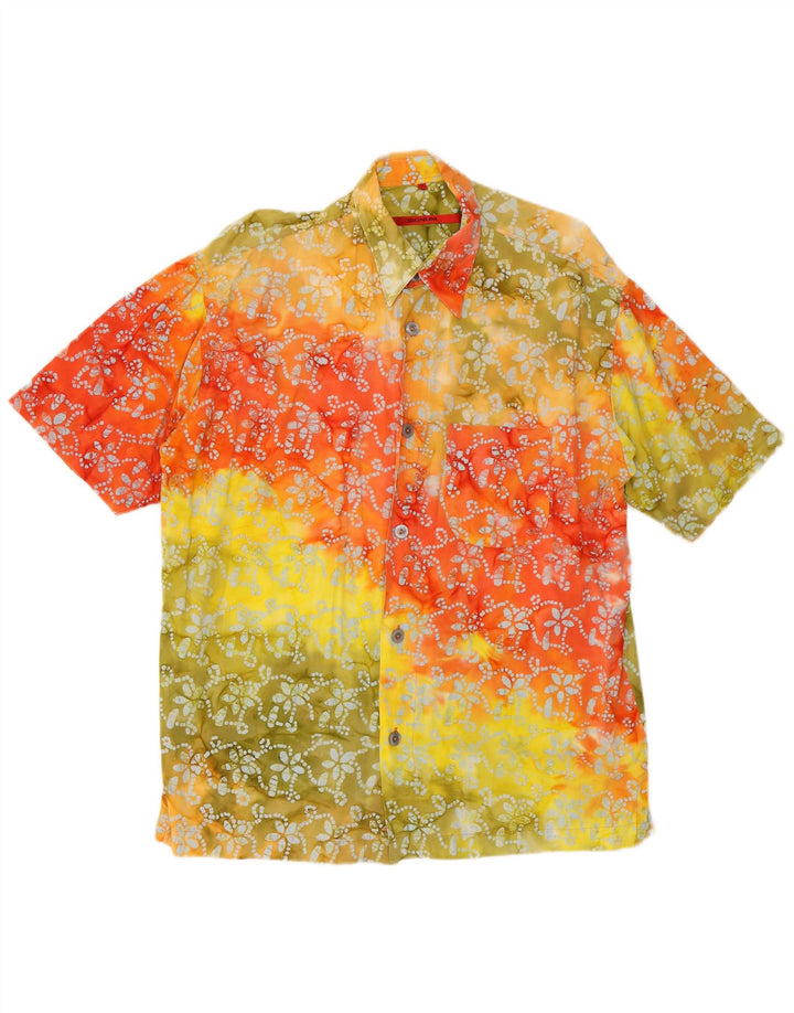 SIGNUM Camisa masculina de manga curta média floral multicolorida