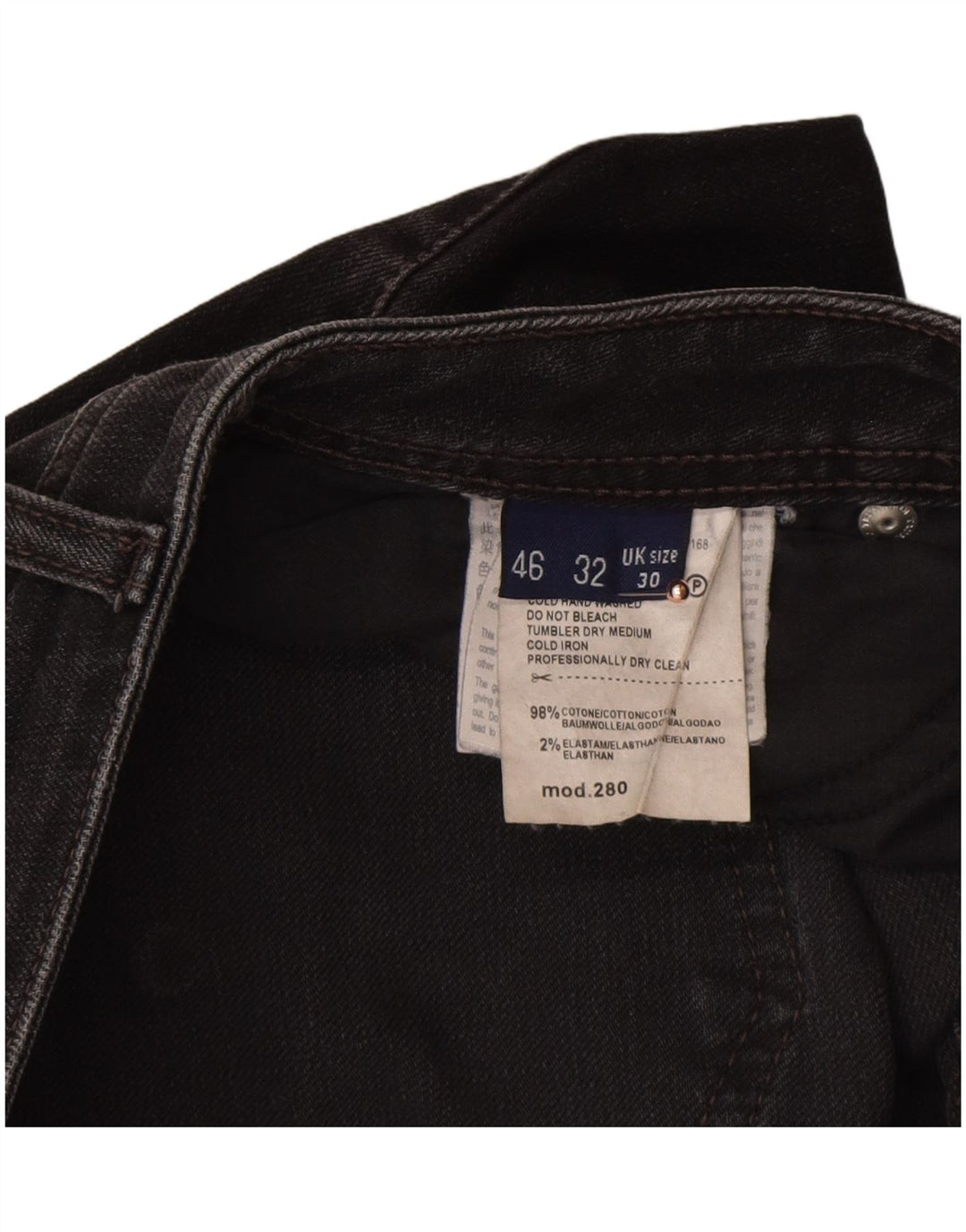 Jeans retos femininos TRUSSARDI W30 L32 algodão preto