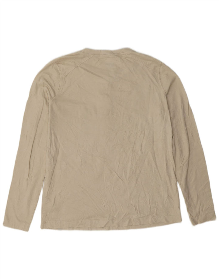 Top feminino Dickies de manga comprida UK 10 pequeno algodão bege