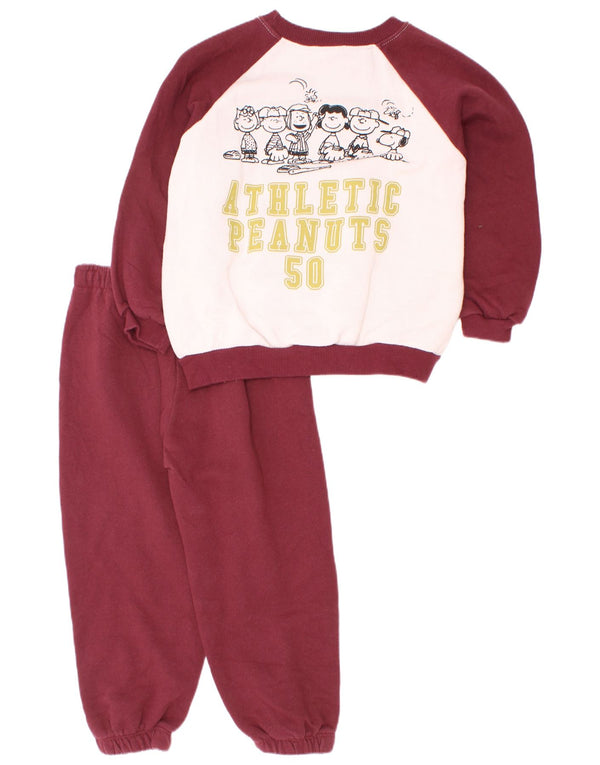 Zara Boys Graphic Full Tracksuit 5-6 Anos Borgonha Colorblock Algodão