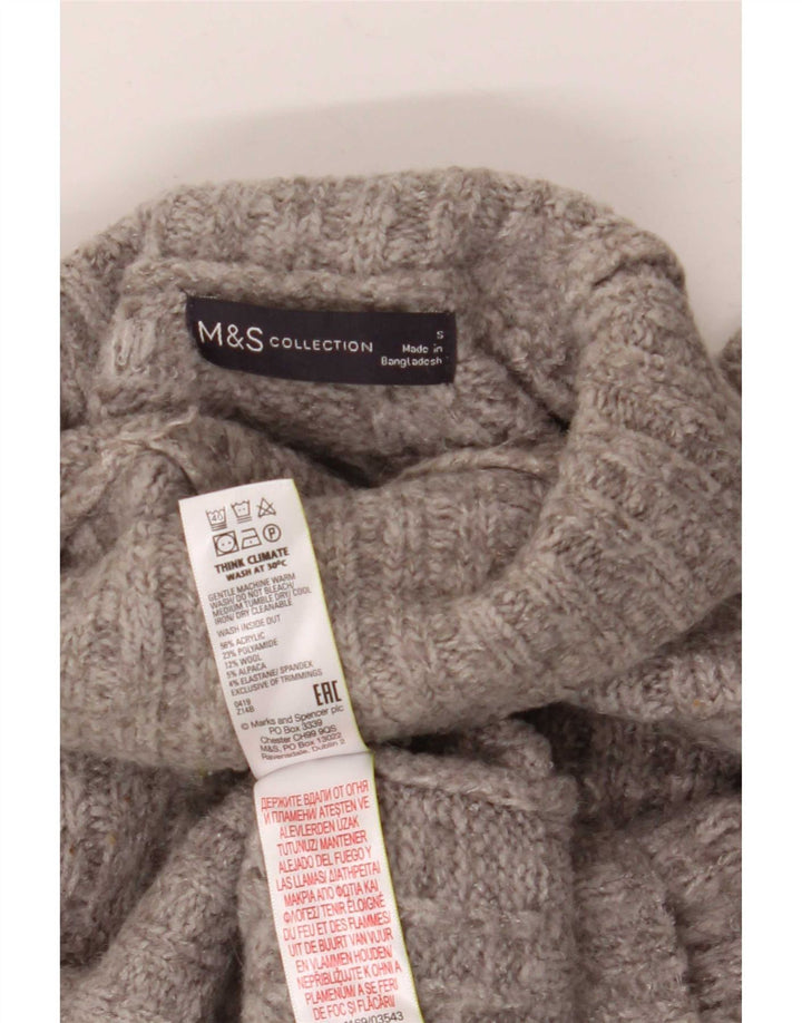 Suéter feminino Marks & Spencer com gola redonda grande Reino Unido 10 pequeno cinza
