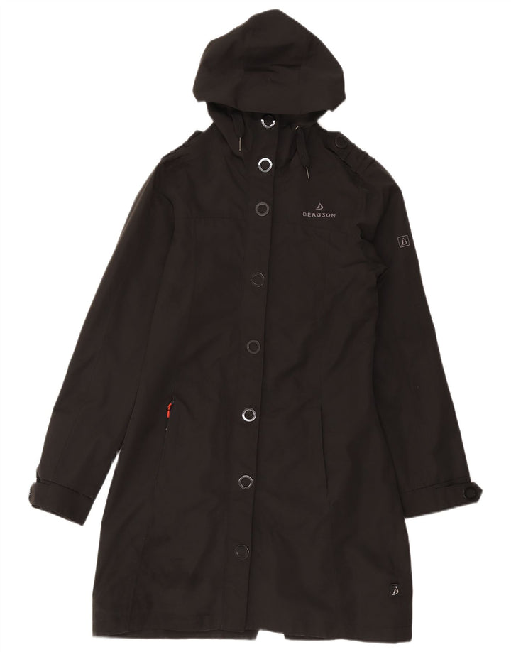 Casaco corta-vento feminino com capuz Bergson UK 10 poliéster preto pequeno