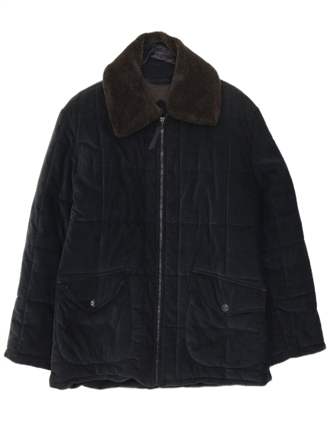 Jaqueta de veludo acolchoada Belfe & masculina UK 38 algodão azul marinho médio