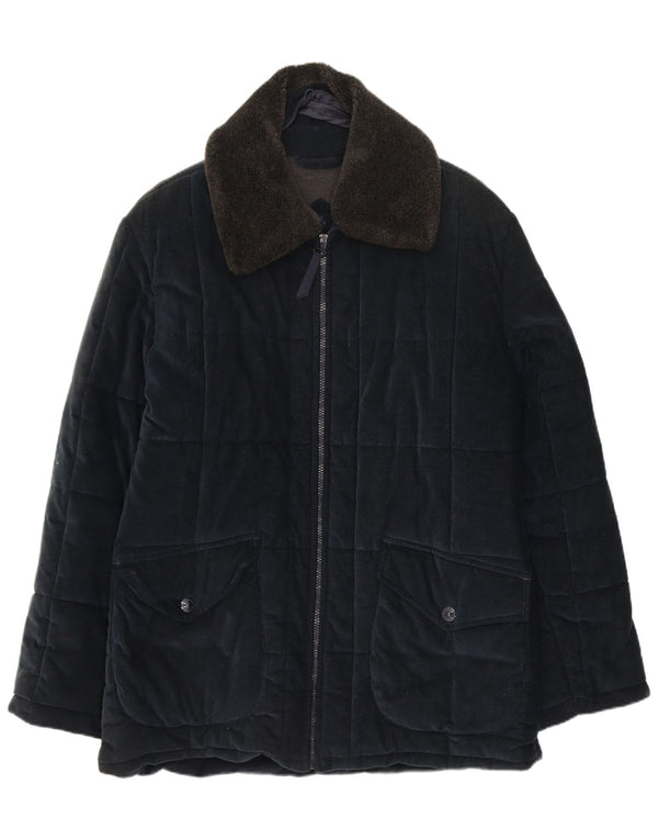 Jaqueta de veludo acolchoada Belfe & masculina UK 38 algodão azul marinho médio