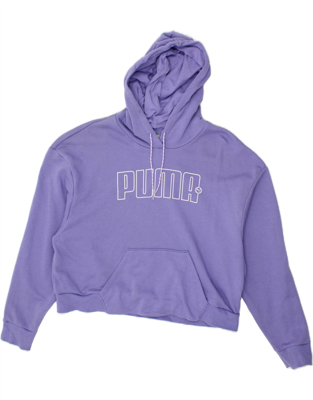 PUMA Womens Crop Graphic Hoodie Jumper UK 18 XL Purple Cotton Vintage Puma and Second-Hand Puma from Messina Hembry 