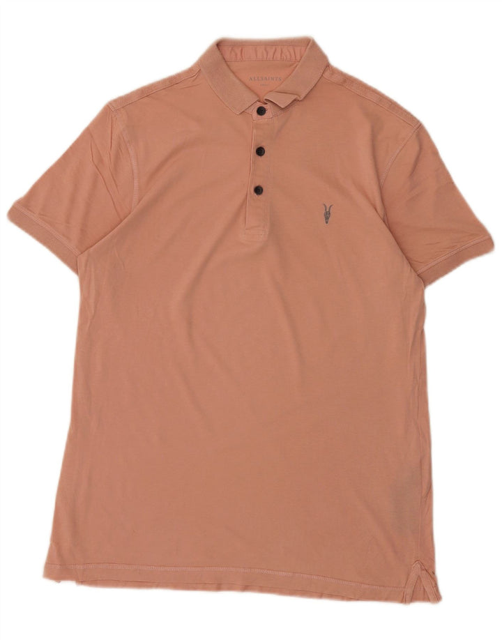 Camisa polo masculina ALL SAINTS pequena rosa algodão