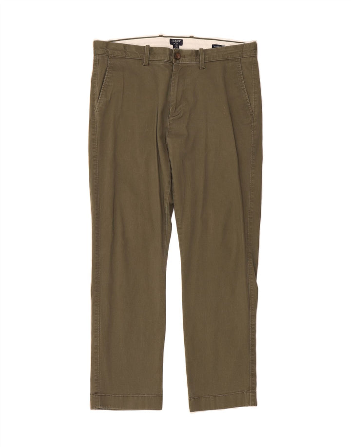 J. CREW Mens Straight Chino Trousers W33 L30 Green Cotton Vintage J. Crew and Second-Hand J. Crew from Messina Hembry 