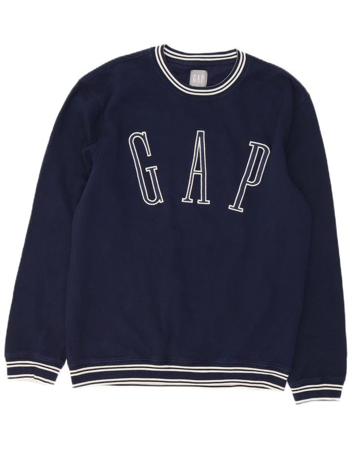 Moletom gráfico masculino Gap Jumper pequeno algodão azul marinho