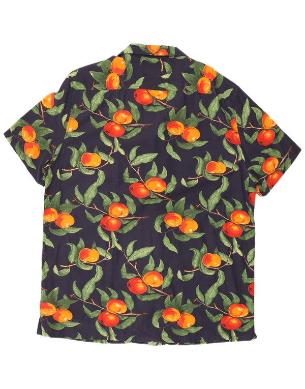 Camisa masculina de manga curta com padrão abstrato C&A XL azul marinho viscose