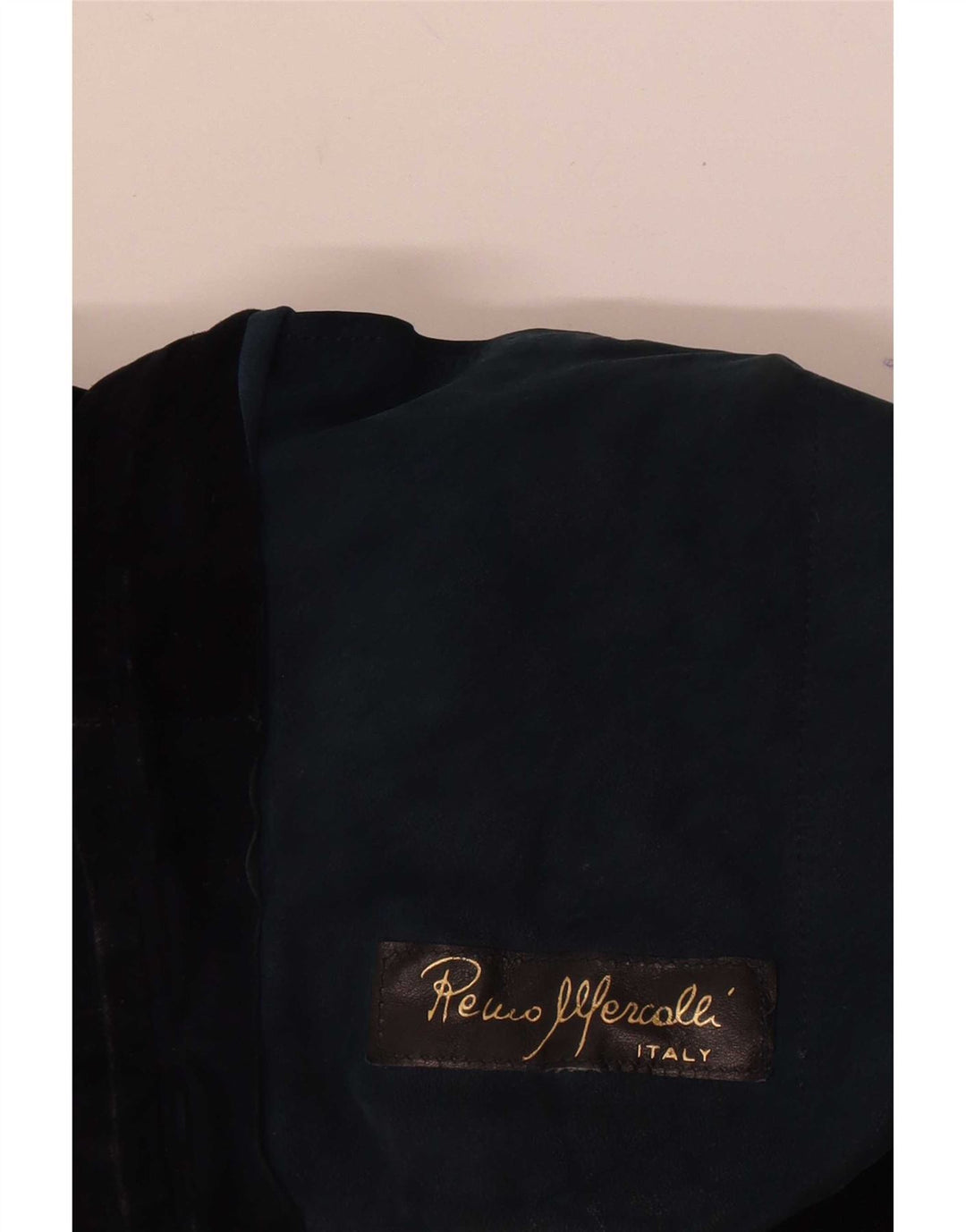 Jaqueta bomber masculina vintage de camurça UK 36 pequena azul marinho