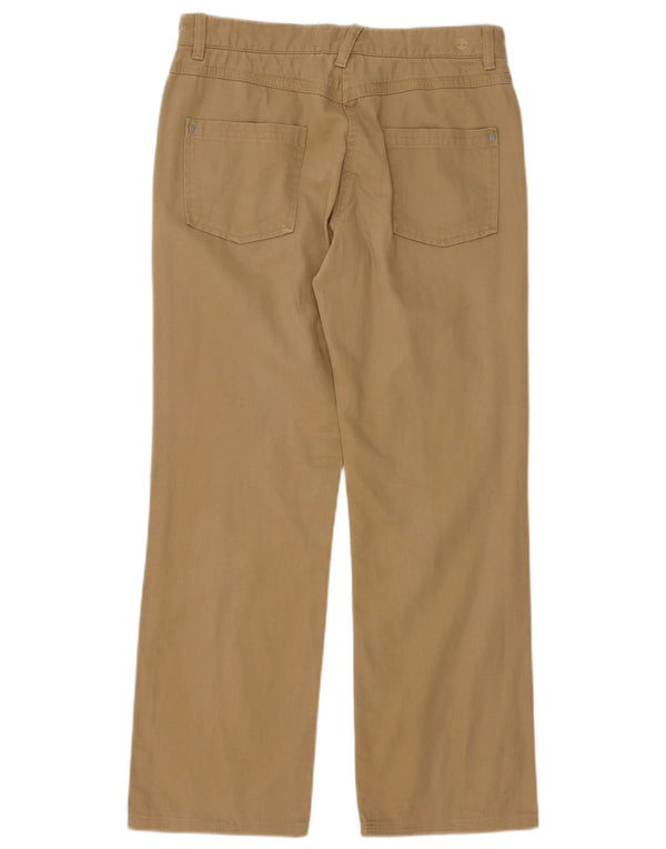 Calça feminina reta casual Timberland US 6 médio W28 L29 algodão bege