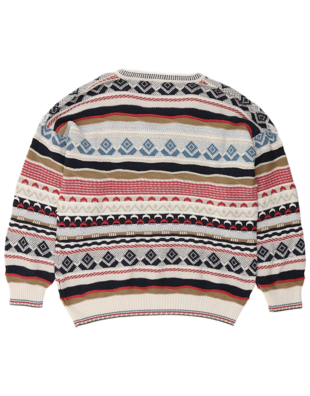 Suéter masculino VINTAGE com decote em V IT 48 médio multicolorido Fair Isle