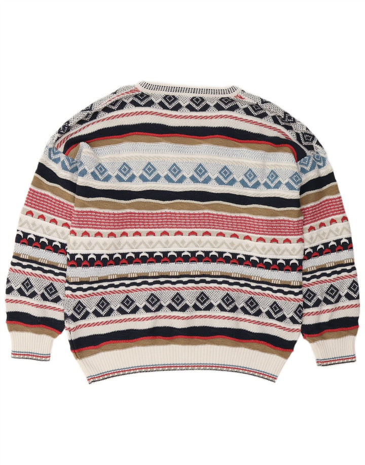 Suéter masculino VINTAGE com decote em V IT 48 médio multicolorido Fair Isle