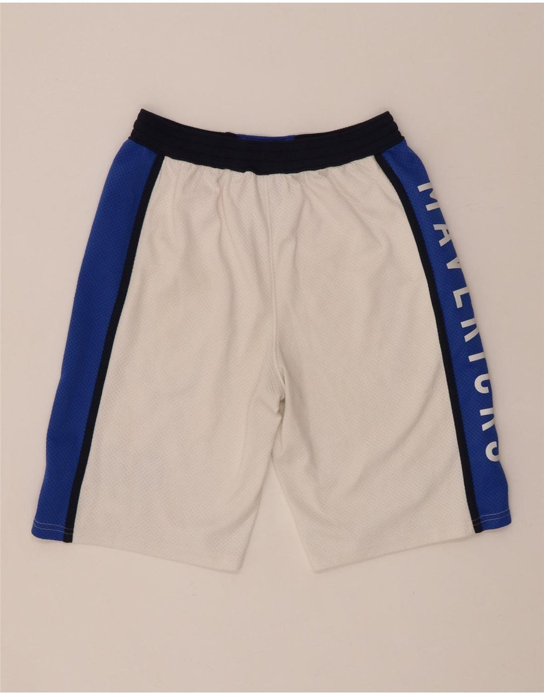 Shorts esportivos NBA Boys Dallas Mavericks 14-15 anos grandes blocos coloridos brancos