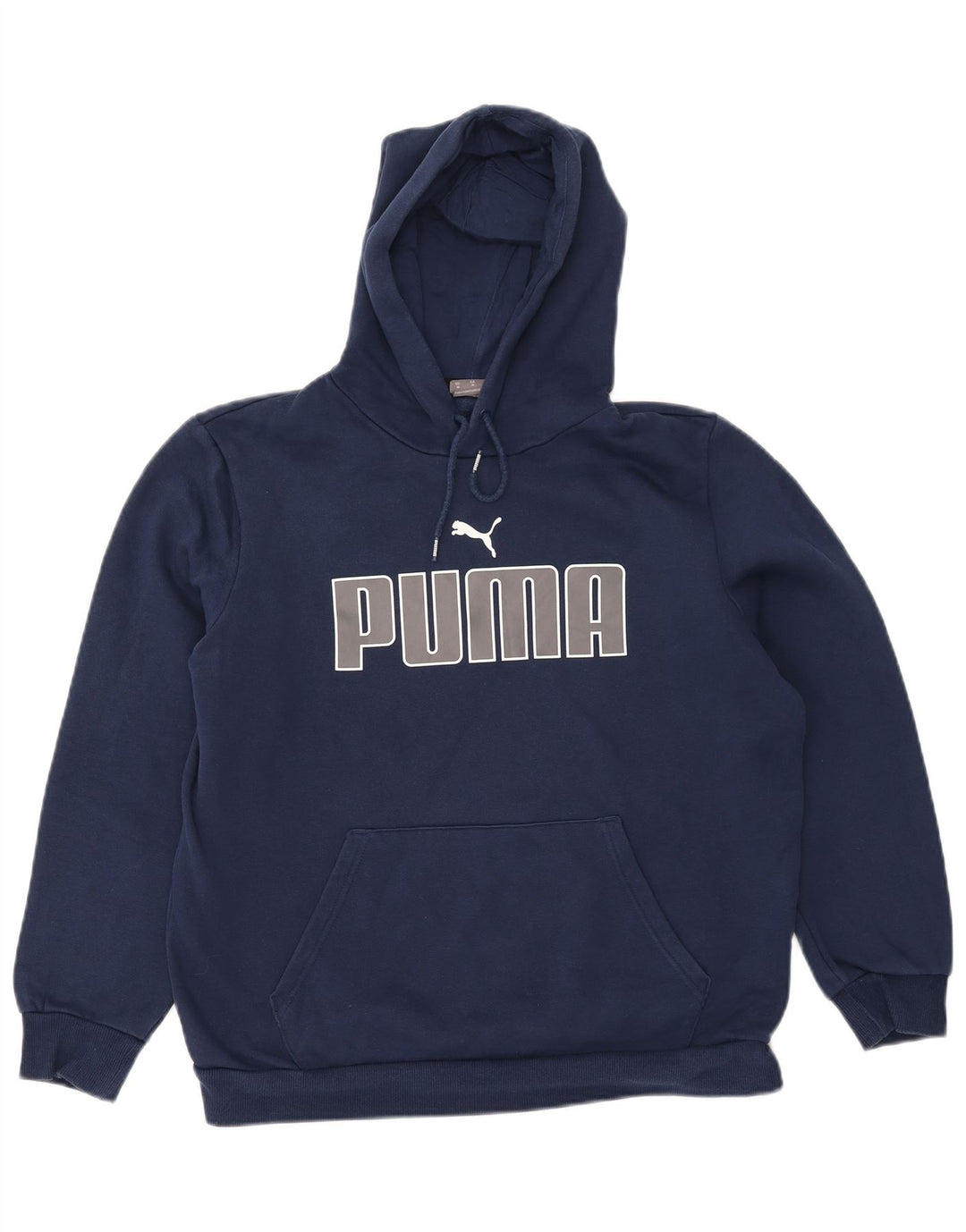 PUMA feminino oversized gráfico moletom com capuz Reino Unido 14 médio azul marinho algodão