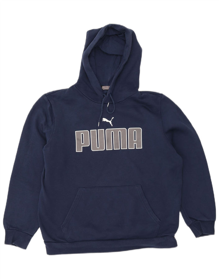 PUMA feminino oversized gráfico moletom com capuz Reino Unido 14 médio azul marinho algodão