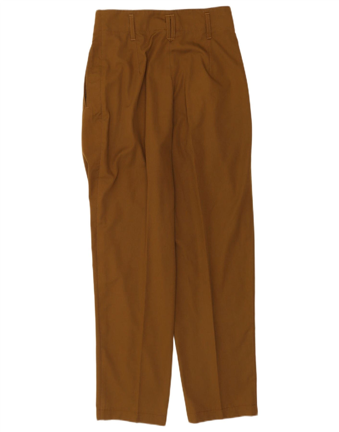 Calças casuais femininas vintage EU 38 médio W28 L30 poliéster cáqui