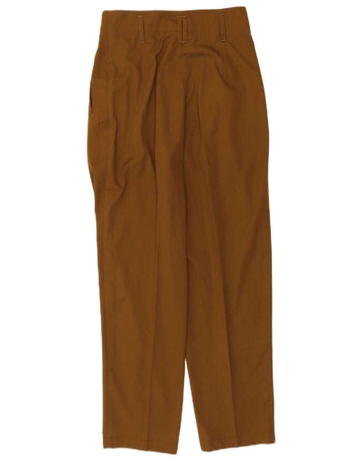 Calças casuais femininas vintage EU 38 médio W28 L30 poliéster cáqui