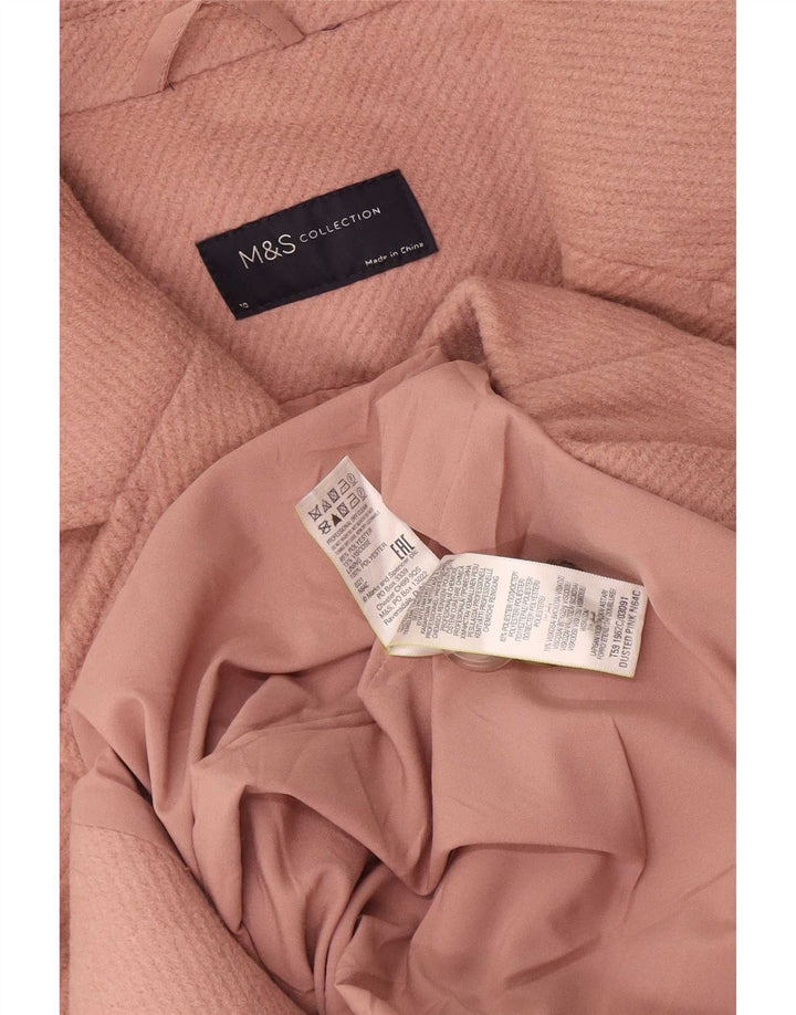 Casaco feminino oversized com peito duplo da Marks & Spencer Reino Unido 10 pequeno rosa