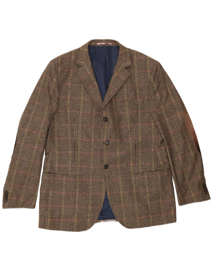 Jaqueta blazer masculina Gant com 3 botões Reino Unido 44 2XL marrom Houndstooth