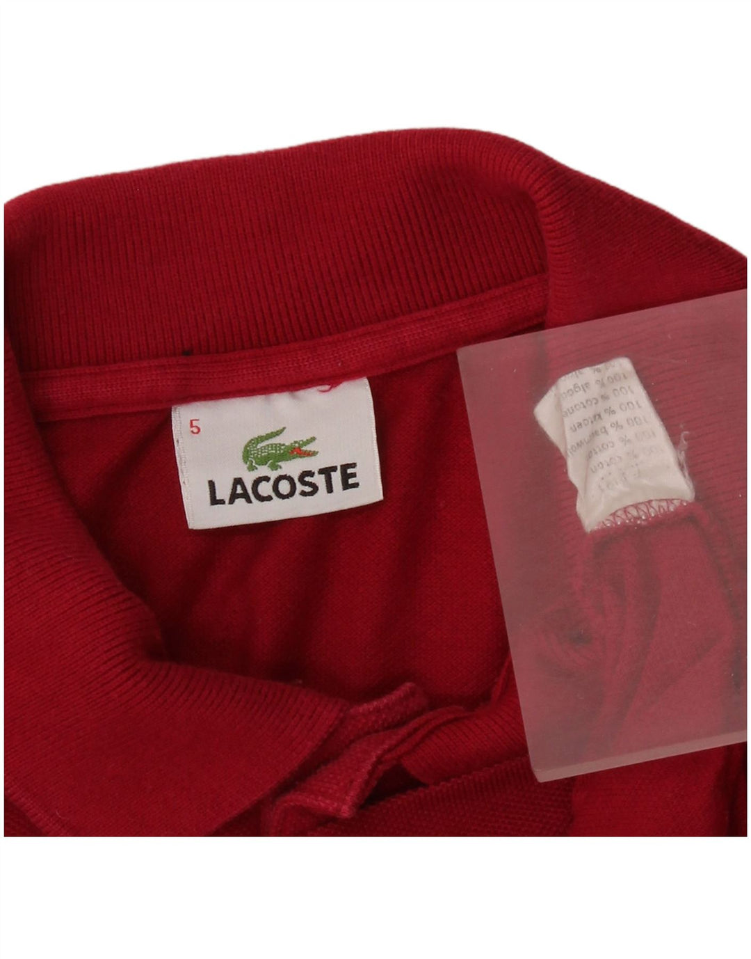 Camisa polo masculina LACOSTE tamanho 5 grande algodão vermelho