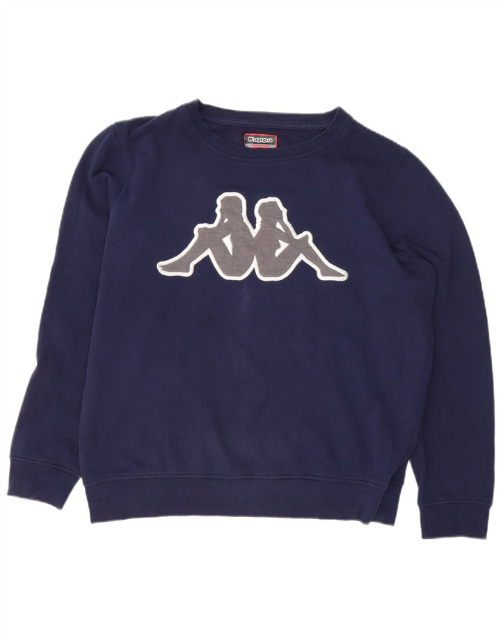 Kappa moletom feminino gráfico oversized jumper UK 14 médio azul marinho