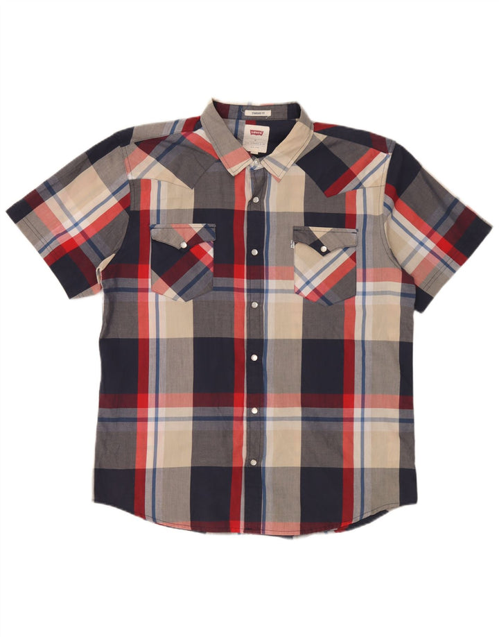 Camisa masculina de manga curta Standard Fit XL da Levi's em algodão xadrez multicolorido