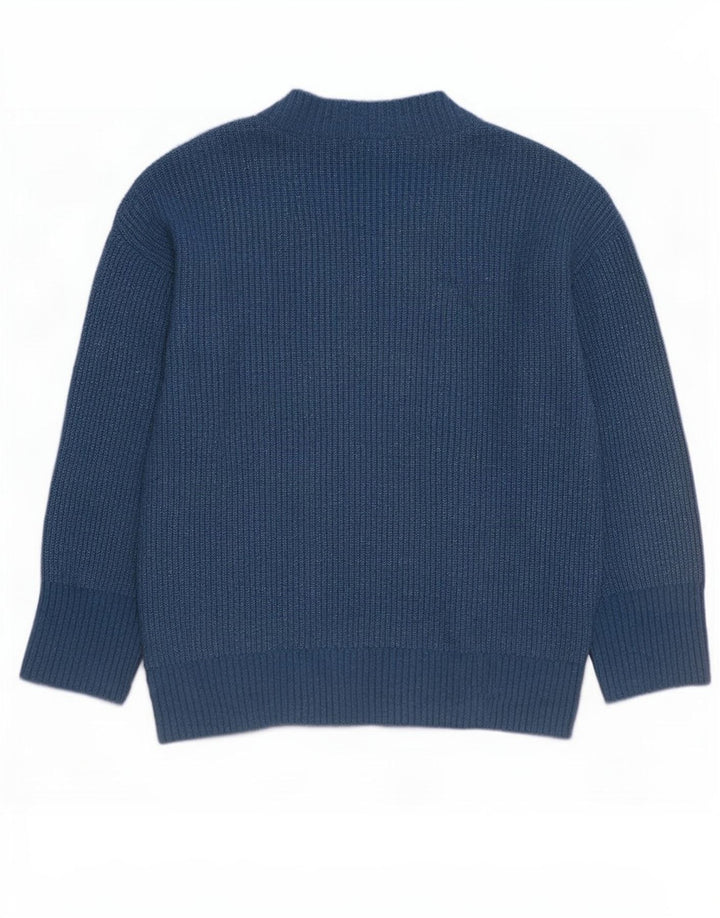 Zara Suéter feminino oversized com decote em V Reino Unido 14 poliéster azul médio