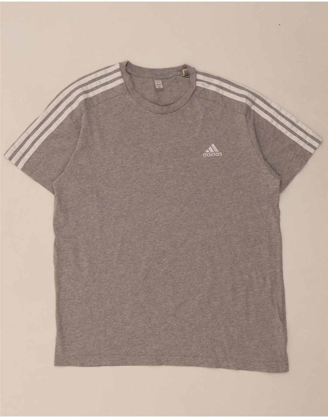 Camiseta masculina Adidas grande algodão manchado cinza