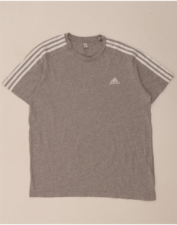 Camiseta masculina Adidas grande algodão manchado cinza