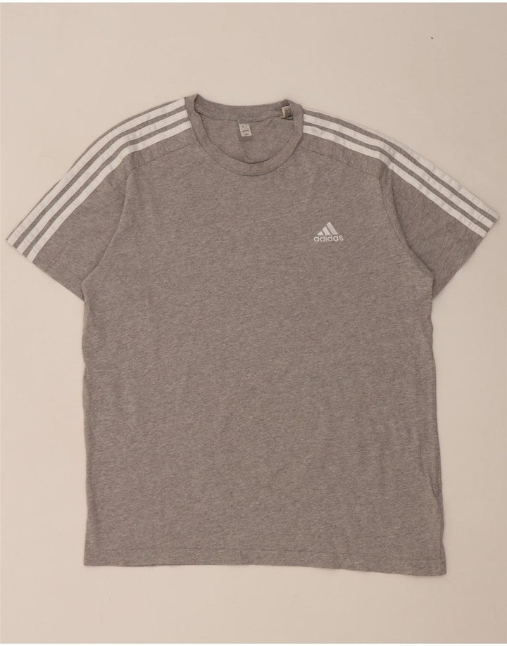 Camiseta masculina Adidas grande algodão manchado cinza