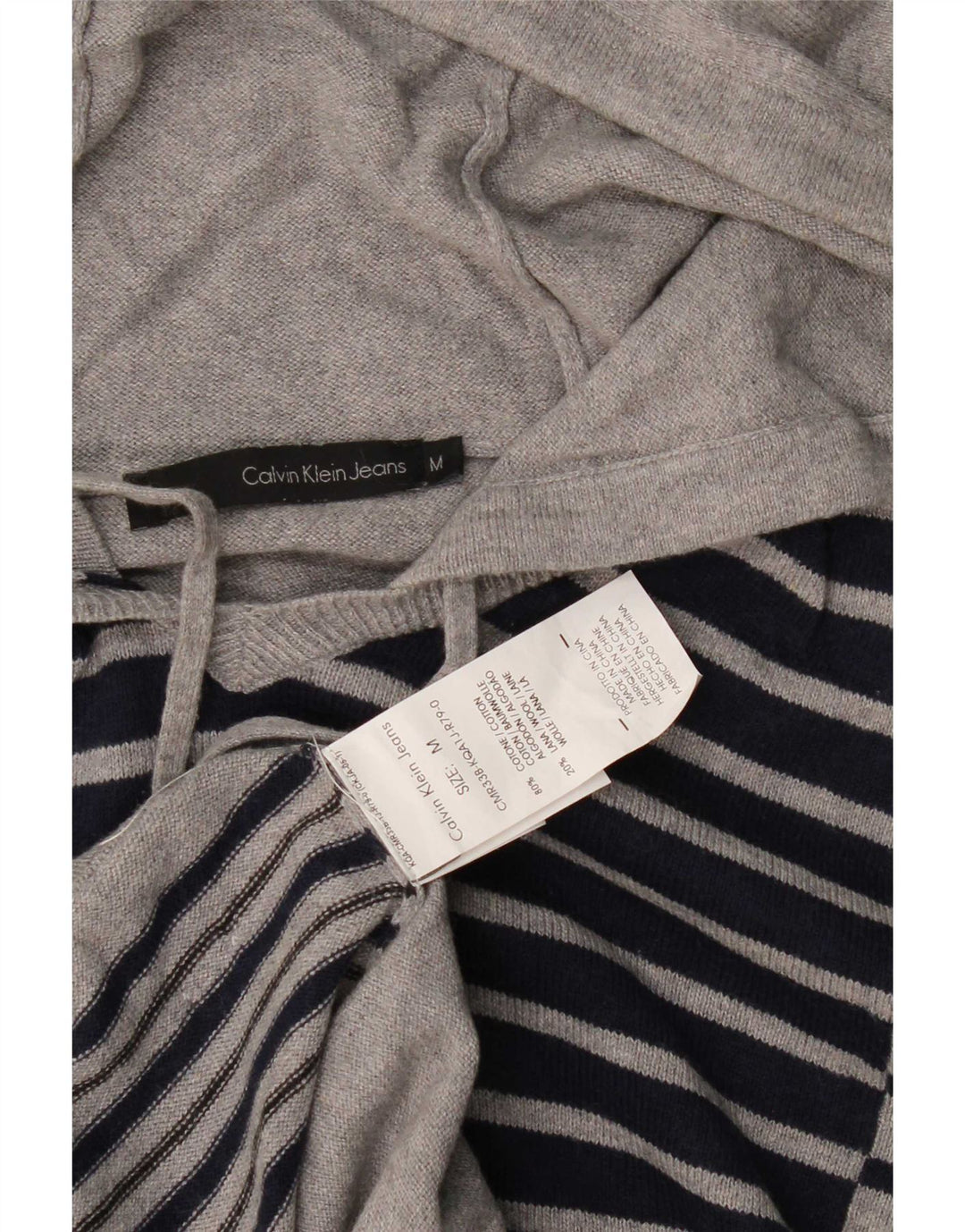 Calvin Klein Jeans Suéter masculino com capuz cinza médio bloco colorido