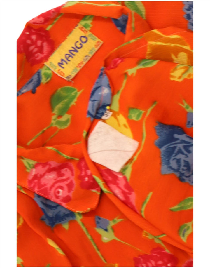 Blusa feminina manga curta grande manga curta Reino Unido 16 grande laranja floral