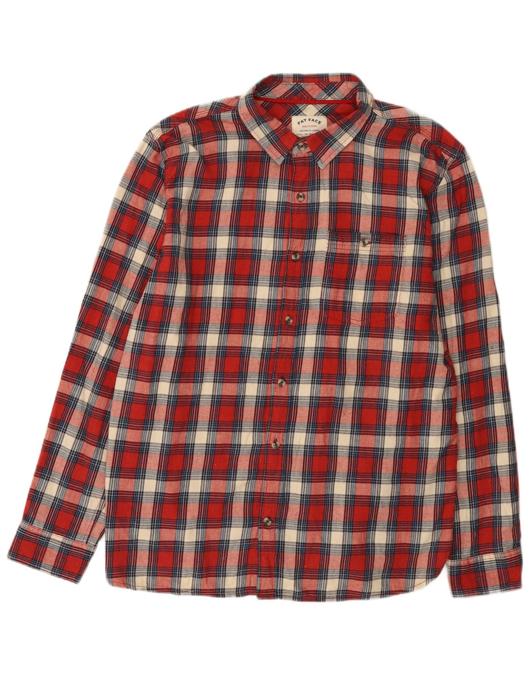 Camisa masculina de flanela de ajuste regular Fat Face XL algodão xadrez vermelho