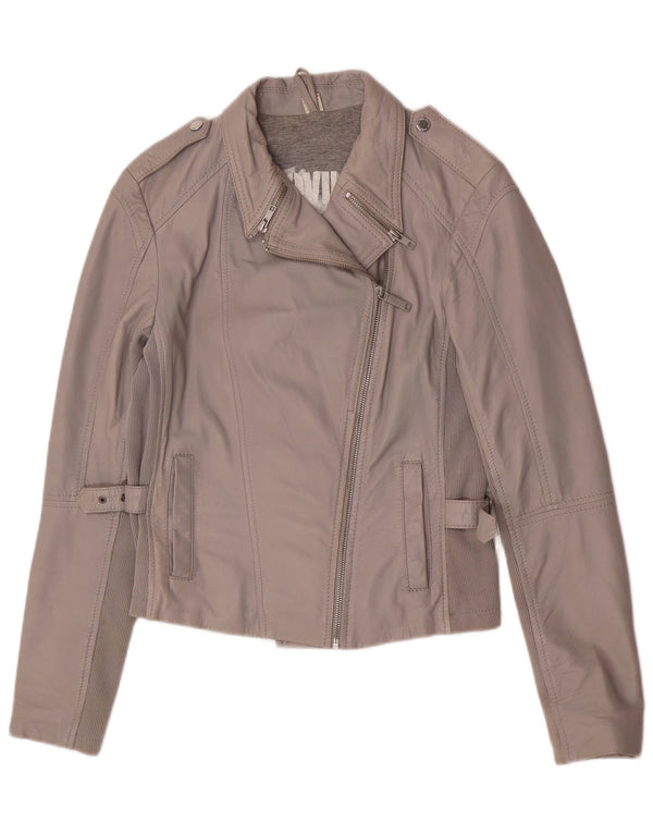 Jaqueta feminina de couro para motociclista S.Oliver UK 8 pequena cinza