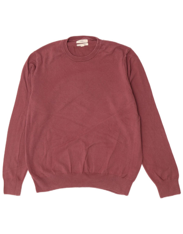 Suéter masculino Marks & Spencer com gola redonda XL algodão rosa