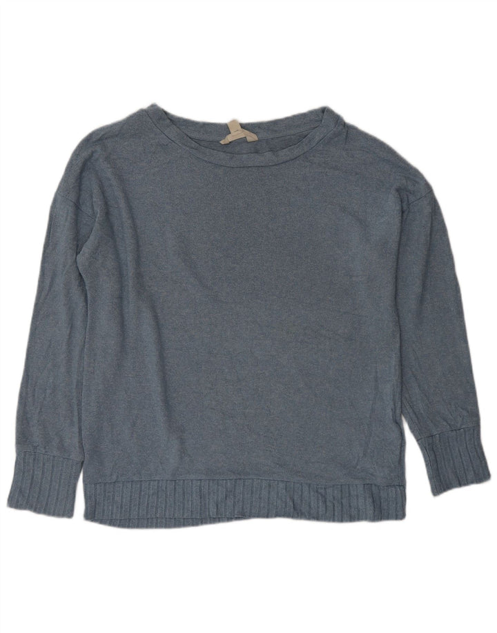 Suéter feminino grande com gola canoa MARKS & SPENCER Reino Unido 10 pequeno azul