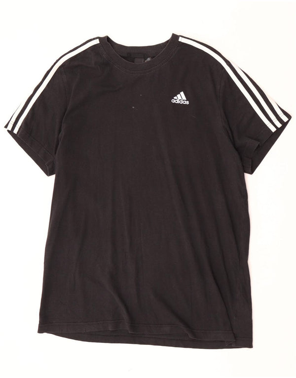 Adidas Mens Camiseta Top Grande Algodão Preto