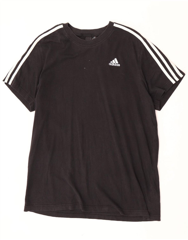 Adidas Mens Camiseta Top Grande Algodão Preto