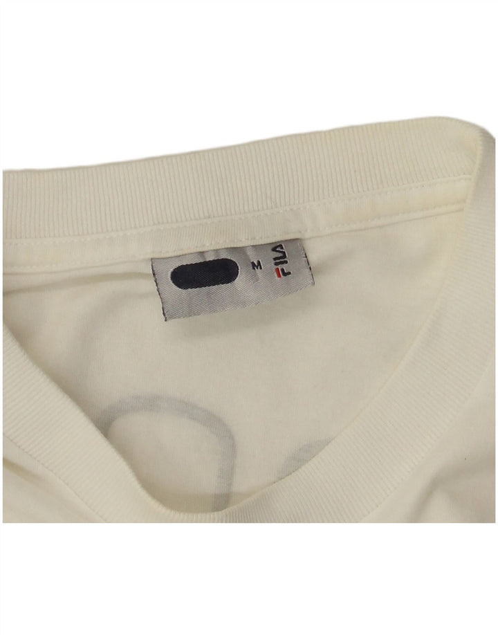 Fila Mens Graphic T-Shirt Top Médio Algodão Branco