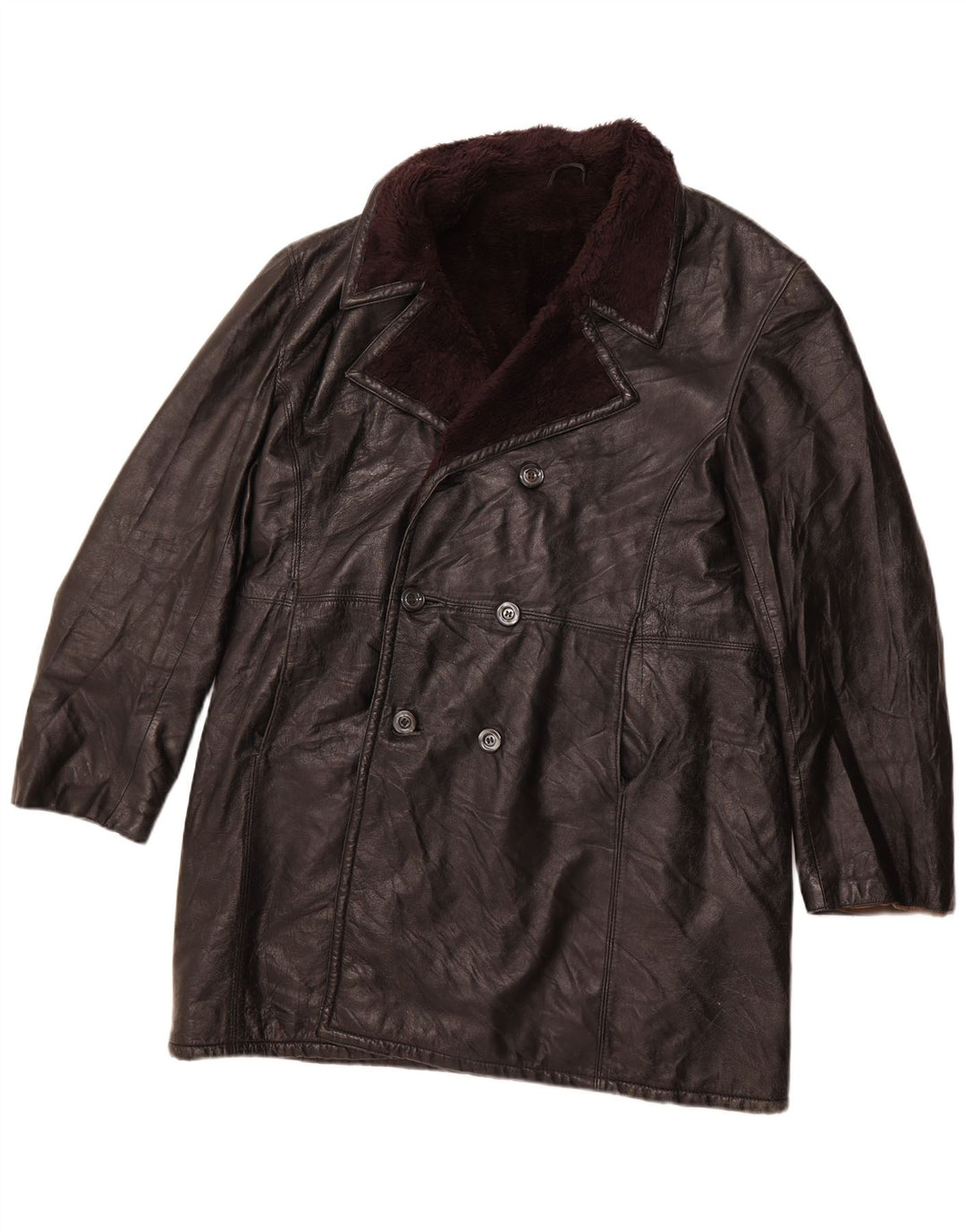 Sobretudo masculino VINTAGE com peito duplo UK 40 grande preto