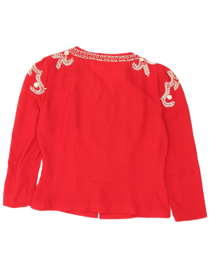 Cardigan feminino vintage UK 14 floral vermelho médio