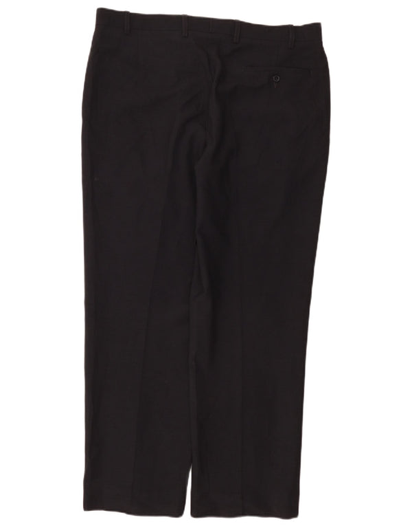 Calça masculina de terno reto sob medida Marks & Spencer W36 L29 azul marinho