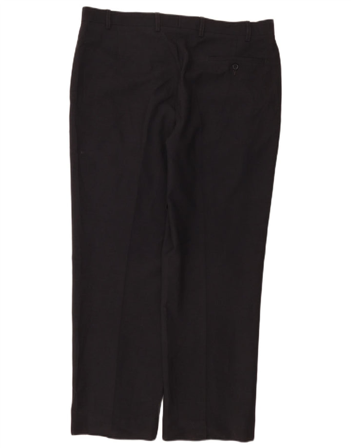 Calça masculina de terno reto sob medida Marks & Spencer W36 L29 azul marinho