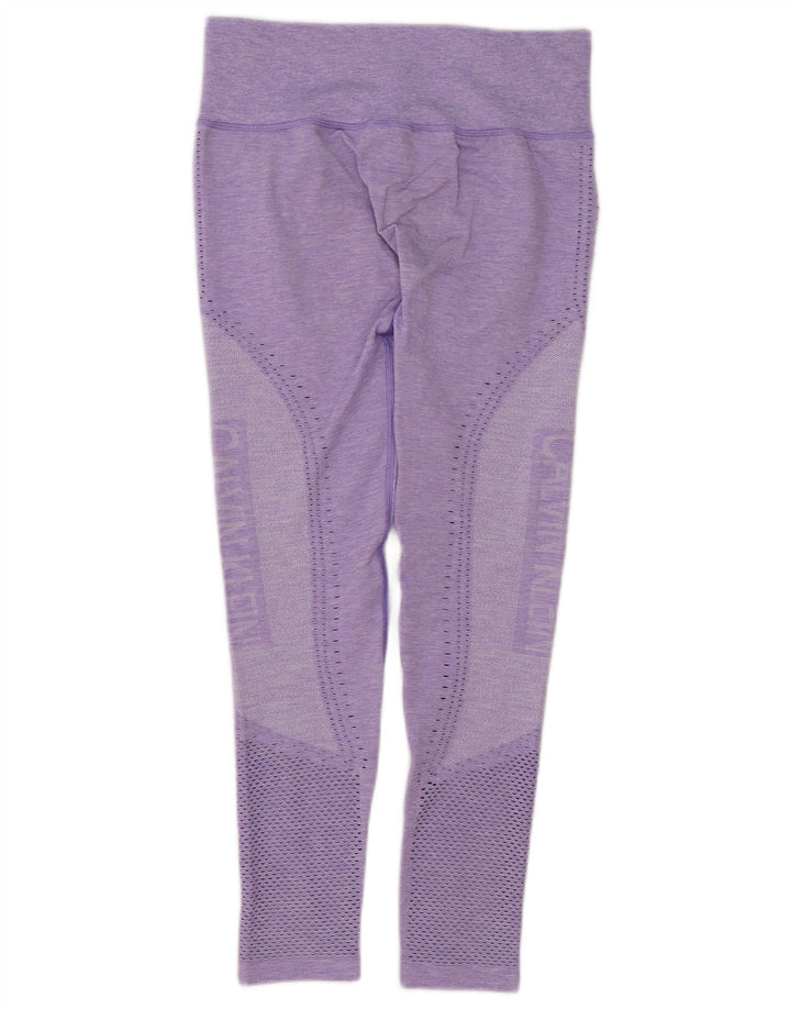 Leggings femininos Calvin Klein Graphic UK 12 poliéster manchado roxo médio