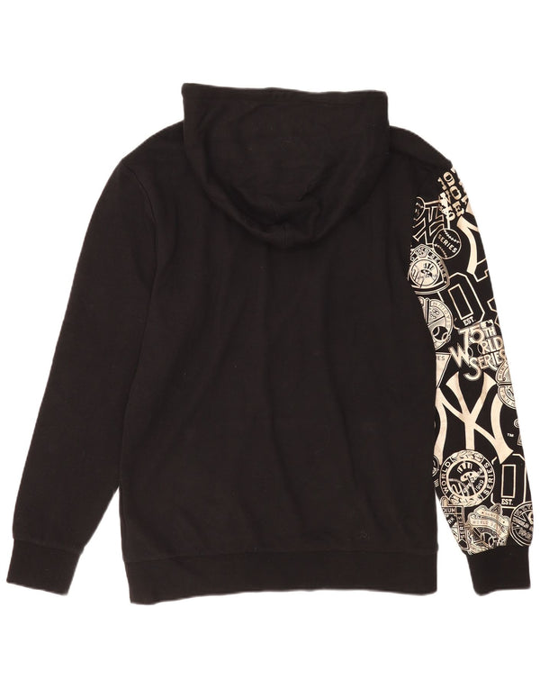Majestic Mens New York Graphic moletom com capuz médio algodão preto