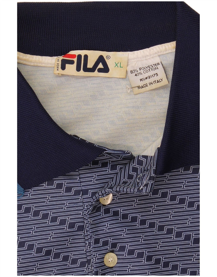Camisa polo masculina Fila XL poliéster listrado azul marinho