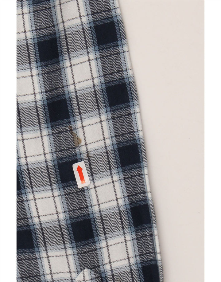 REISS Camisa masculina de flanela de ajuste regular XL azul marinho algodão xadrez