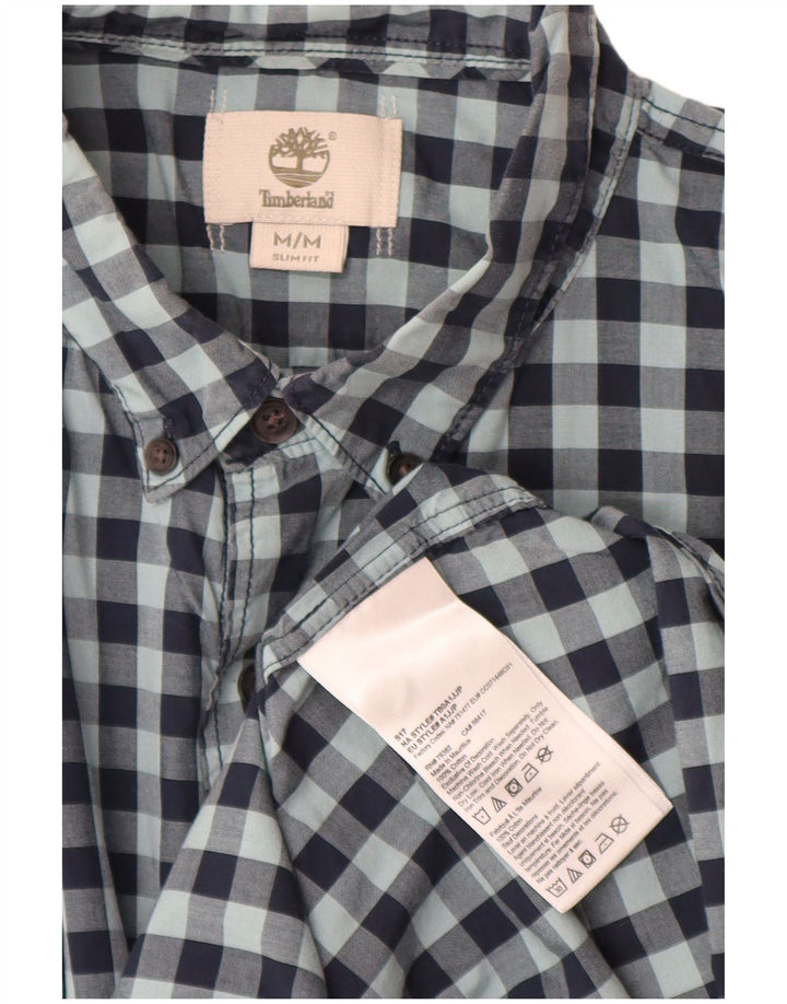 Camisa masculina Timberland Slim Fit média azul marinho algodão guingão